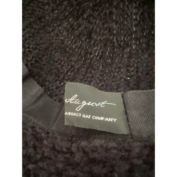 AUGUST HAT COMPANY BLACK W/ GOLD PEARL BUTTERFLY AND FLOWER EMBELLSHMENTS - Picture 7 of 10